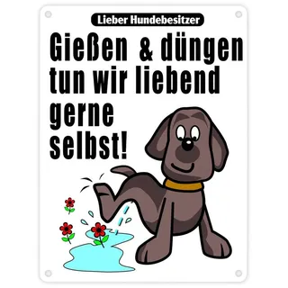 speecheese Gießen und düngen - Kein Hundeklo Schild in weiß als lustiges Geschenk für Gartenbesitzer die gegen Hundehinterlassenschaften auf dem Grundstück vorgehen wollen