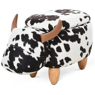 Homcom Tierhocker, Dekohocker mit Stauraum, Polsterhocker mit Tier-Design, Schwarz+Weiß, 62 x 35 x 36 cm