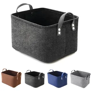 QUBEBU Aufbewahrungsbox Aufbewahrungsbox Aufbewahrungskorb Filz Filzkorb Aufbewahrung Taschen (Farbe: Blau / Braun / Hellgrau / Dunkelgrau, Waschbar., Passt auf den Boden, ins Schrankregal, ins Bücherregal) grau