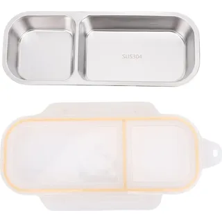 Edelstahl-Lunch-Box für Erwachsenel Multi Compartment Mahlzeit Prep Box für Outdoor-Camping und Diät Mikrowelle Safe Travel Lunch Box 700ml