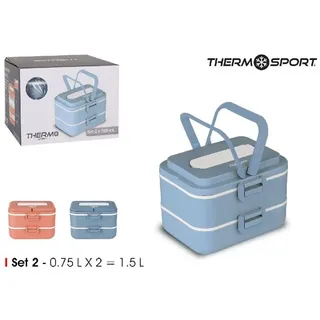 Lunchbox Thermo-Lunchbox auf 2 Etagen je. 0,75 Liter Fassungsvermögen, Glas, (1-tlg) bunt