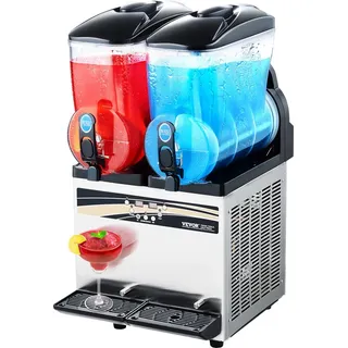 Vevor kommerzieller Frozen Drink Maker, 15 L x 2 Slush-Maschine mit zwei Tanks, 120 Tassen Margarita-Smoothie-Maschine aus Edelstahl, Slush-Maker