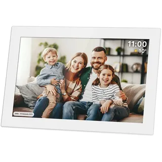 Krüger&Matz Kruger&Matz digitaler Bilderrahmen FRAMEO Wi-Fi MicroSD Video Timer Wetter Weiß Rahmen KM1100W