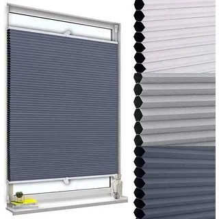 Woltu Wabenplissee ohne Bohren Verdunklung Thermo Doppelplissee Klemmfix Zweifarbig, Plissee Faltrollo Sonnen-, Sicht- und Schallschutz, Jalousie
