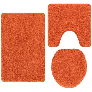 vidaXL 3-tlg. Badematten-Set Orange Polypropylen Rutschfest