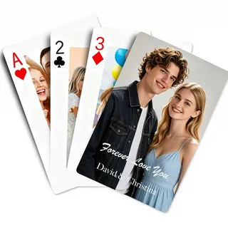Personalisierte Spielkarten mit Foto, Benutzerdefinierte Bild Standard Pokerkarten, erstellen Sie Ihre eigenen lustigen Decks Karten für Party, Geschenke für Geburtstag Weihnachten (Bilder & Texte)