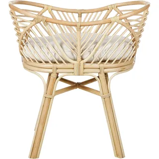 Beliani Stubenbett Rattan mit Gestell Polster Cremeweiß Boho Gruissan