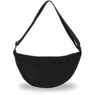 Eniyou Halbmond Tasche Damen Nylon Crossbody Bag Damen Half Moon Bag Dame-n Kompatibel mit Uniqlo Crossbody Ba-g Halbmond Cross-Body Verstellbarer Schultergurt für Schule Shopper Reise(Schwarz)
