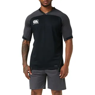 Canterbury Herren Evader Hooped Rugby Jersey | Vapodri Technology | Pro Athletic Fit | Durable Technisches Trikot, schwarz 2, Größe S