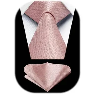 Krawatte Herren Einfarbig Einstecktuch Set Hochzeit Rosa