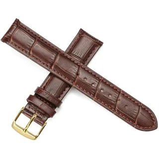 Ersatzuhrenarmband Leder Lederband für Männer Frauen 12mm-22mm-Uhrenarmband braun Gold,18mm