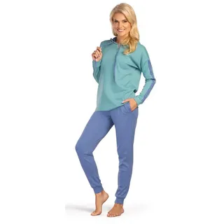 Consult-Tex Hausanzug Damen Hausanzug Homewear Suit (Spar-Set, 1 Stück) Freizeitanzug / Hausanzug mit Streifenmuster blau|grün 32/34