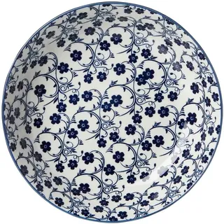 Ritzenhoff & Breker Suppenteller Royal Sakura, Ø 20.5 cm, Tiefer Essteller aus Porzellan, Orientalisches Dekor, Spülmaschinenfest & Mikrowellengeeignet, Blau-Weiß