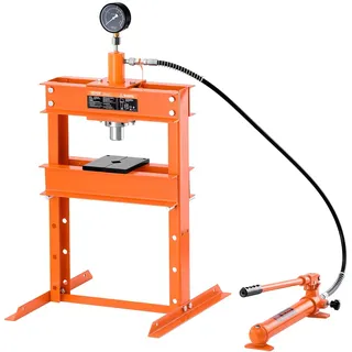 Vevor hydraulische Werkstattpresse 10 t (H-Rahmen) mit Pressplatte, einstellbare Hydraulikpresse (Max. Zylinder 130 mm) mit Überdruckventil, geeignet zum Biegen & Richten & Stanzen Orange