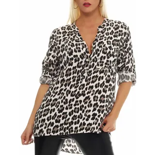 Malito – Unisize Damen Bluse mit Leopardenmuster & 3⁄4 Ärmeln – Animal Print Tunika mit Leo Muster – Elegante Oversize Schlupfbluse 6702 (Rosa | Größe 34-42) - 34-42