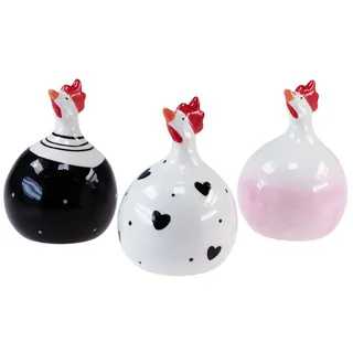 Viana Osterhase Deko Hühner Osterdeko Figuren Hahn Set 11,5cm 3er Pack Keramik, 3 Stü