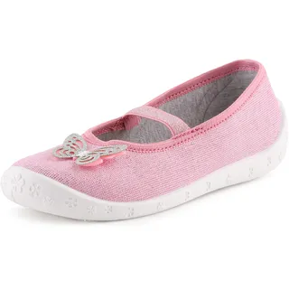 Ladeheid Kinder Mädchen Hausschuhe LARW008 (Weiß/Rosa/Schmetterling, 25 EU)