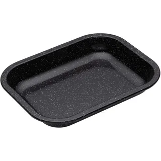 MasterClass Professional Ofenform aus Glasierter Emaille, Bratform aus Edelstahl, Spülmaschinenfest, Induktionsgeeignet, Schwarz, 27 x 21 x 4 cm