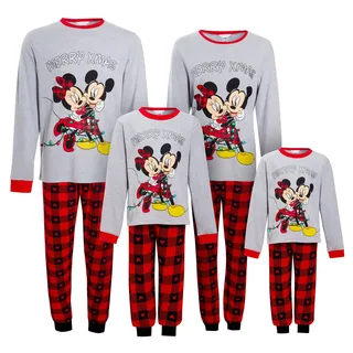 Disney Mickey & Minnie Matching Family Christmas Pyjamas Erwachsene Kinder Weihnachten Schlafanzüge, 134 - 134