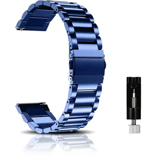 CeiBand Edelstahl Metall Armband für 20MM 22MM 18MM Schnellverschluss Verstellbare Watch Metall Uhrenarmbänder Unisex Ersatzarmband Uhrband Geeignet für Herren und Damen Armbänder - Blau