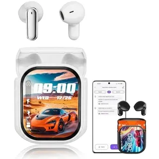 AAFGVC HTC Übersetzer Kopfhörer unterstützt 156 Sprachen,Echtzeit KI Übersetzungskopfhörer mit Farb-Touchscreen Ladeetui, Hi-Fi Bluetooth Headset für Reisen Business und Sprachlernen (Weiß)