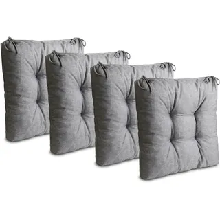 King Matratzen 1 st, 4 er, 8 er Set Stuhlkissen Sitzkissen Bodenkissen Dekokissen Wasserdicht 40x40cm / DREI Farben/Gartenkissen/Sitz-Auflage (4 Er Set - Hellgrau)