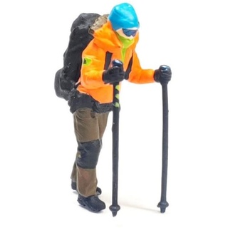 1:64 Klettern Menschen Figuren Bergsteigen Menschen Figuren Miniatur Menschen Modell Realistische Miniatur Handgemalte Entdecker-Figuren für DIY-Projekte Diorama Layout Dekoration (Orange-1:64)