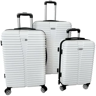 Linder Exclusiv GmbH Kofferset LEX 3er Kofferset Trolley ABS (55x37x24cm, 65x43x27cm, 75x49x29cm), 360° Leichtlauf-Doppelrollen, ergonomischer Teleskopgriff weiß
