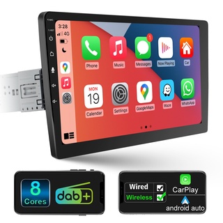 Android Autoradio 1 DIN Wireless Carplay Android Autoradio Touch Display Eingebaut DAB+, 10,1 Zoll HD Abnehmbares Bildschirm Autoradio mit Navi, WiFi 4G GPS AM/FM RDS Rückfahrkamera ,8 Core 2G+32G