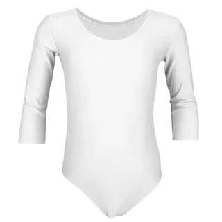 Aquarti Mädchen Body 3/4 Arm Ballett Trikot, Farbe: Weiß, Größe: 140 - 140