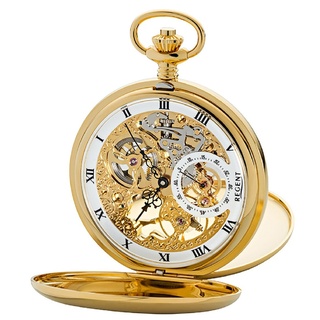 Regent 11330090 Skelett-Taschenuhr Savonette mit Handaufzug