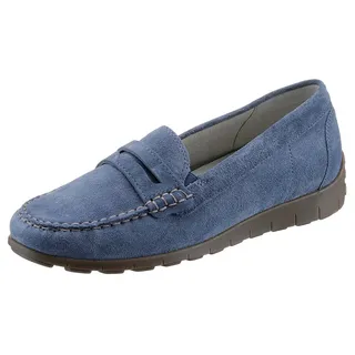 WALDLÄUFER Mokassin »H-LUCY«, Slipper, Freizeitschuh, Halbschuh mit typischer Rahmennaht, H-Weite, Gr. 6,5, jeansblau, , 47088425-6,5