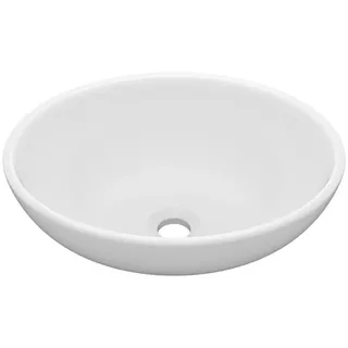 vidaXL Luxuriöses Ovales Waschbecken Matt Weiß 40x33 cm Keramik