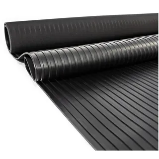 ANRO Breitriefen-Gummimatte Breitriefenmatte Schutzmatte Bodenmatte Breitriefen Gummiläufer 100cm Breit 3mm stark Schwarz 110 x 100cm