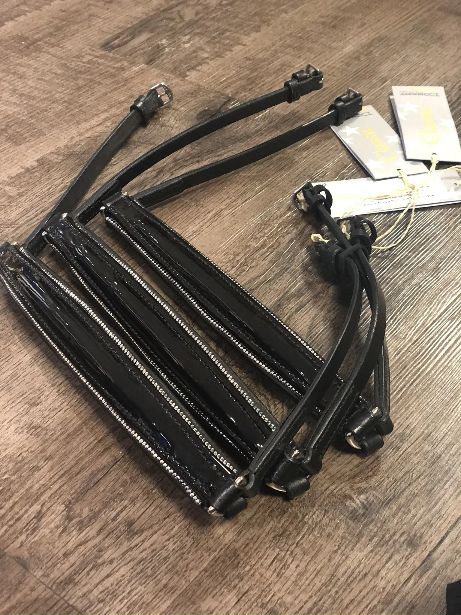 Döbert hannov. Reithalfter Classic schwarz Lack mit oben und unten , BR17_Gr.: Full