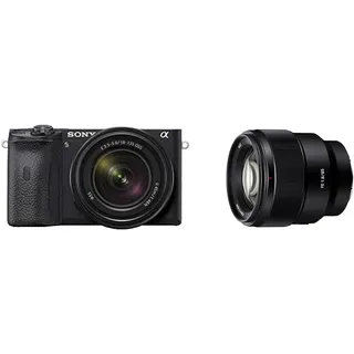 Sony Alpha 6600 | APS-C Spiegellose Kamera 18-135mm f/3.5-5.6 Zoom-Objektiv & SEL-85F18 Porträt Objektiv (Festbrennweite, 85 mm, F1.8, Vollformat