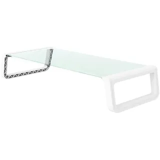 Svita Ansan Monitorständer Monitorerhöhung Schreibtisch Computertisch Glas Weiß