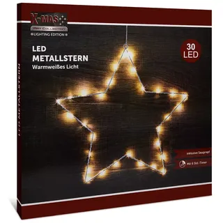 expo-bˆrse gmbh Metallstern 30 LED mit Saugnapf Timer 40 cm