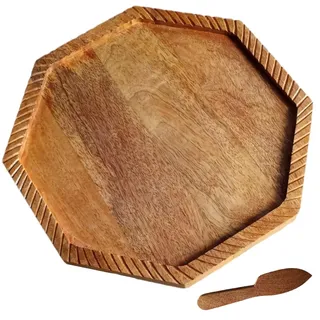 K & R Lazy Susan Drehteller aus Holz für Schrank | Lazy Susan Drehteller aus Holz I Lazy Susan Drehteller aus Holz | Holz Lazy Susan für Tisch | Mangoholz Lazy Susan Organizer für Speisekammer