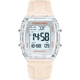Digitale Sportuhr Für Damen, Transparentes Gehäuse, Helles Led-Licht, 5 ATM Wass