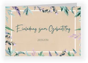 Geburtstagskarten Einladungen in Beige mit eigenen Fotos gestalten im Design "Florale Kraft" - Musterkarte - Karten einfach online bei wunderkarten gestalten und bestellen