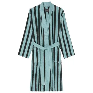 Marc O'Polo Home Herrenbademantel Heritage Men, Midilänge, Baumwolle, Schalkragen, Gürtel, Frottee-Bademantel aus GOTS-Bio-Baumwolle mit Jacquard-Streifen blau M