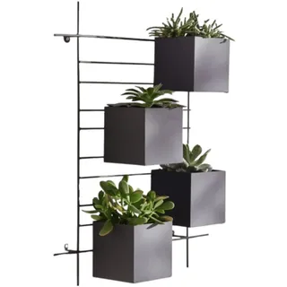 Home-trends24.de Wanddekoobjekt Wandpflanzer Schwarz Pflanzer Blumen Übertopf Wand Deko Gefäss Regal schwarz