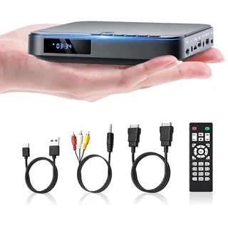 Mini DVD Player, DESOBRY DVD Player für TV, HD 1080P DVD Player HDMI mit allen Regionen, USB/TF-Karteneingang, Fernbedienung, unterstützt PAL/NTSC