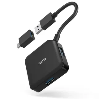 Hama USB-Hub 4 Ports USB 3.2 Gen1 5 GBit/s inkl. USB-C Adapter