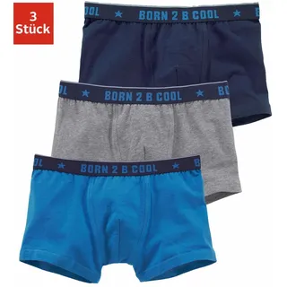 Authentic Underwear Boxer AUTHENTIC UNDERWEAR "Boxershorts für Jungen", Kinder, Gr. 134/140, blau (grau, meliert, blau, marine), Jersey, Obermaterial: 95% Baumwolle, 5% Elasthan, unifarben, körpernah, Unterhosen, mit "BORN 2 B COOL" Bund