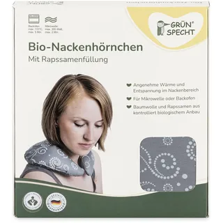 Grünspecht Naturprodukte GRÜNSPECHT Bio-Nackenhörnchen, Wärmekissen für Nacken und Schulter, bei Verspannungen und Schmerzen, Bezug aus 100% Baumwolle (kbA), für Mikrowelle & Backofen, grau (609-V1)