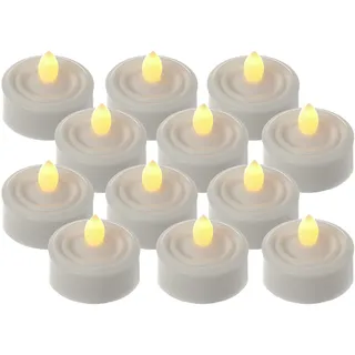 MARELIDA LED Teelichter flackernd flammenlos inkl. Batterien Timer D: 3,6cm weiß 12er Set