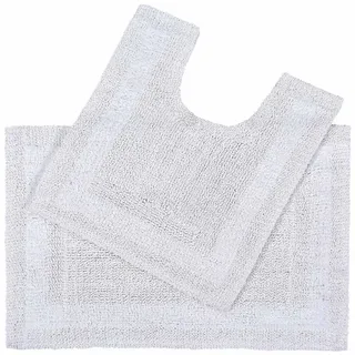 Homescapes Badgarnitur, Weiß, Textil, Uni, Rechteckig, 80x50 cm, Badtextilien, Badematten