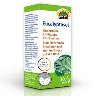 Sunlife Eukalyptusöl 30ml zum Einnehmen, Inhallieren, Auftragen